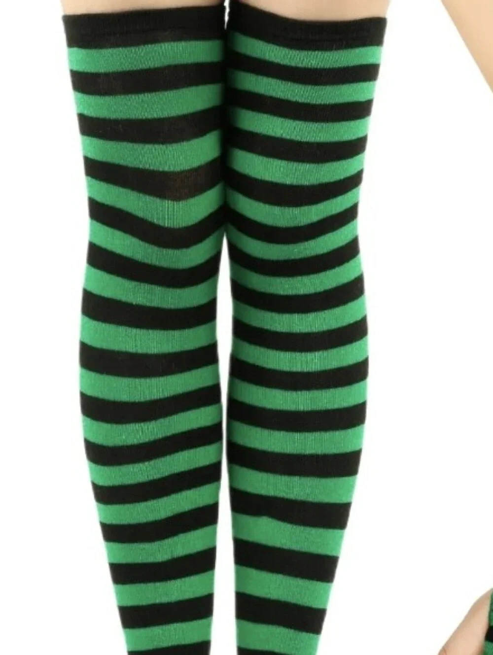Green & Black Striped Thigh-High Socks & Arm Warmers